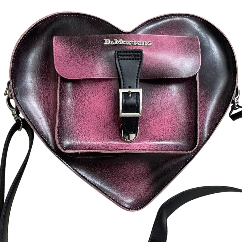 Dr Martens Heart Crossbody Bag Pink Black Rub Off Leather Satchel Backpack